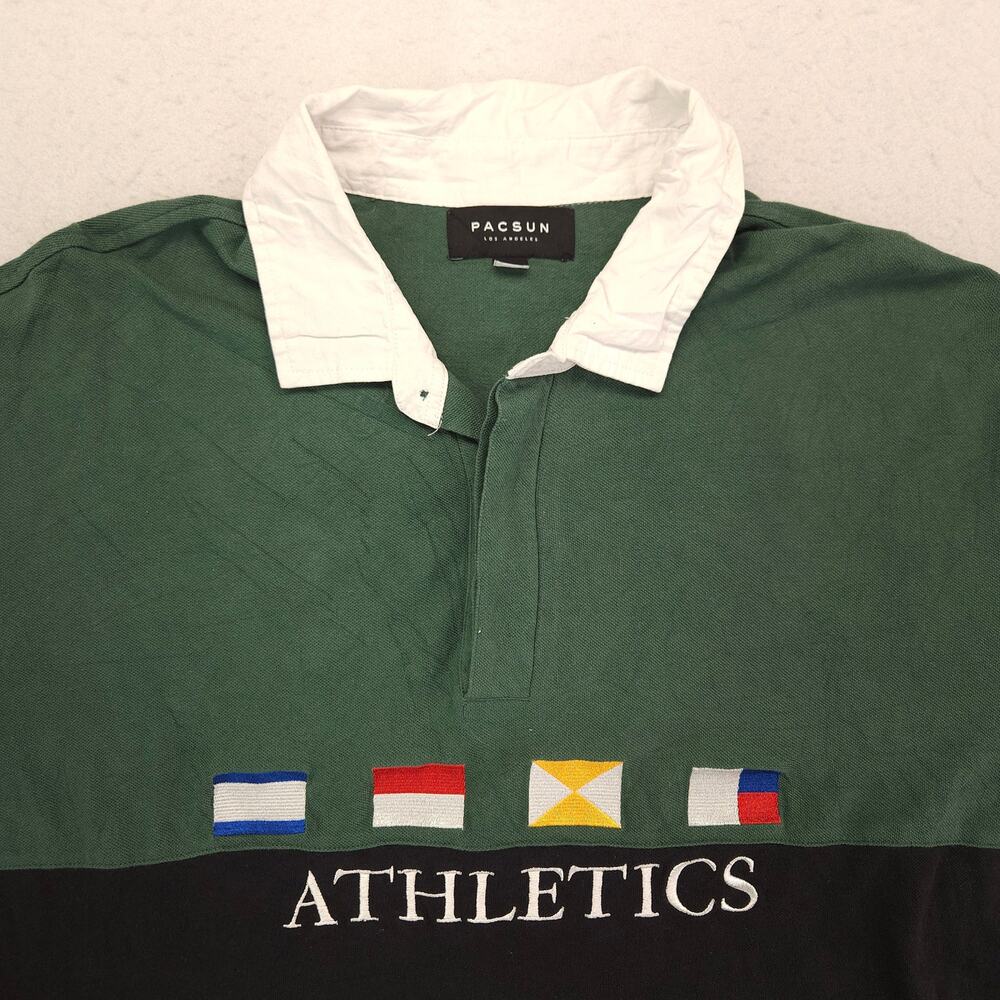 Pacsun Collared Casual Long Sleeve Polo Shirt Mens Size Extra Large XL Green